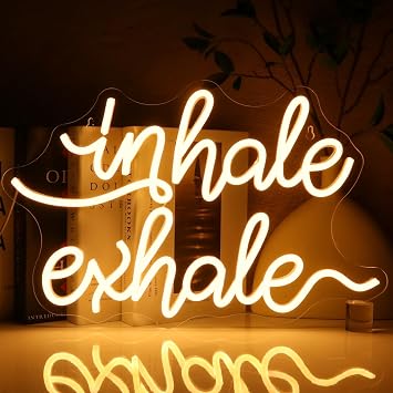 Inhale Exhale Neon Sign for Wall Decor, Warm White Led Signs for Room, USB Dimmable Neon Lights for Yoga Meditation Studio Bedroom Home Living Room Party Cafe Business Pub Wall Art