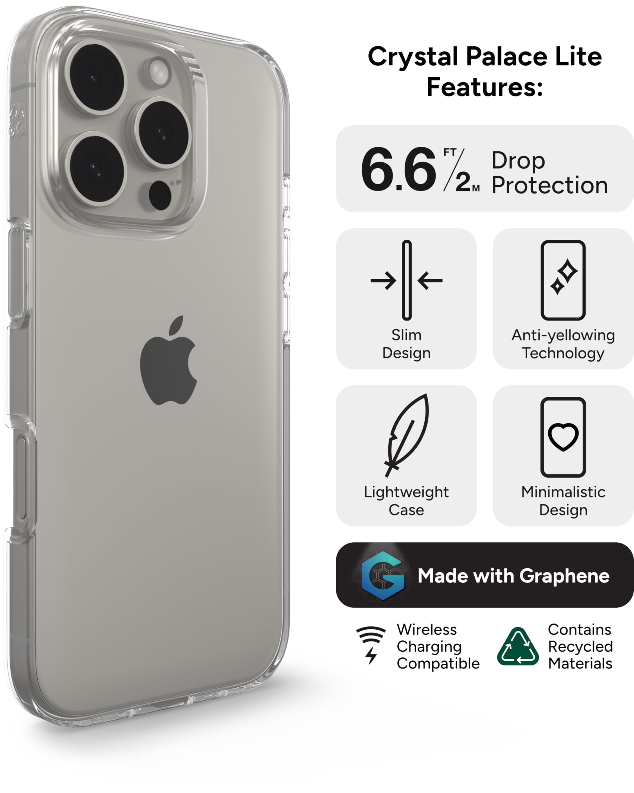 ZAGG Crystal Palace Lite Case for iPhone 16 Pro, Ultra-Slim, Ultimate Drop Protection with Graphene Reinforcement - Image 3