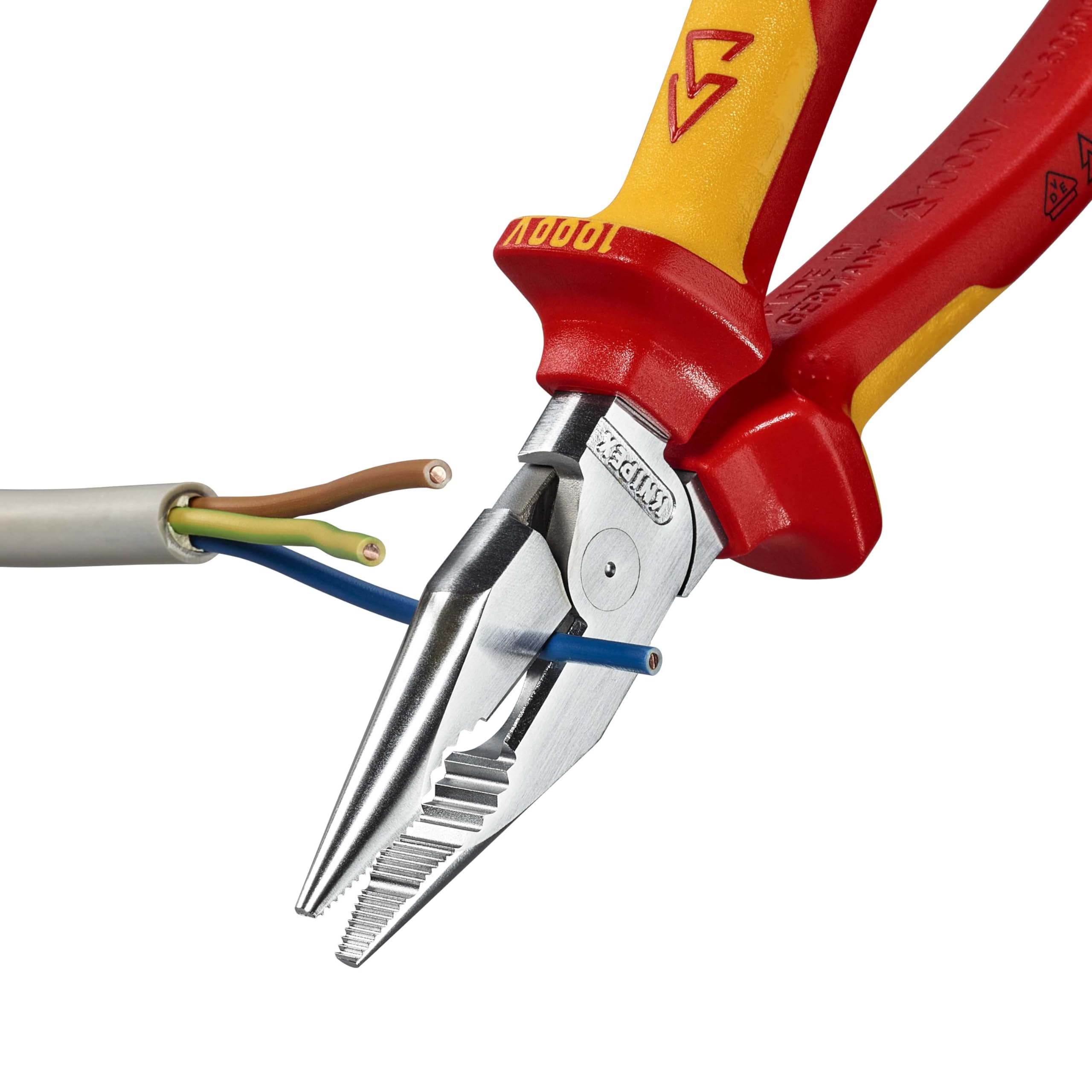 KNIPEX Spitz-Kombizange verchromt isoliert mit Mehrkomponenten-Hüllen, VDE-geprüft 185 mm, 08 26 185