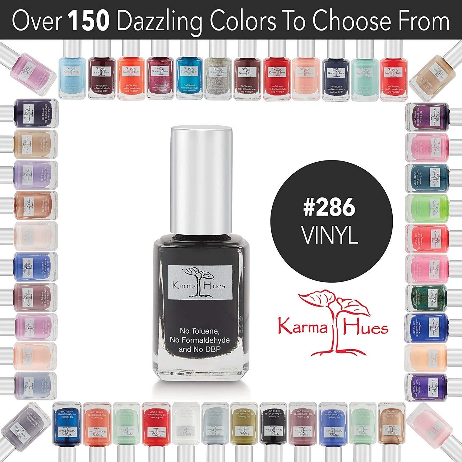 karma organic Beautiful Colors – Combination Natural Nail Polish-Non-Toxic Nail Art, Vegan and Cruelty-Free Nail Paint (Colors Used: VINYL (black) + French white)