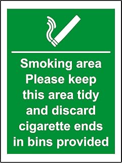 Smoking Area Cigarette Bins Provided safety sign - 1.2mm Rigid plastic 400mm x 300mm