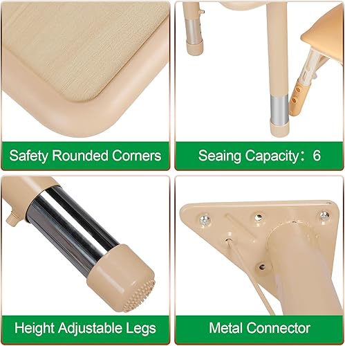 Miniatura 3 de Mesa rectangular para el aula, mesa de actividades de altura ajustable, mesa preescolar de acero inoxidable con escritorio de actividades superior