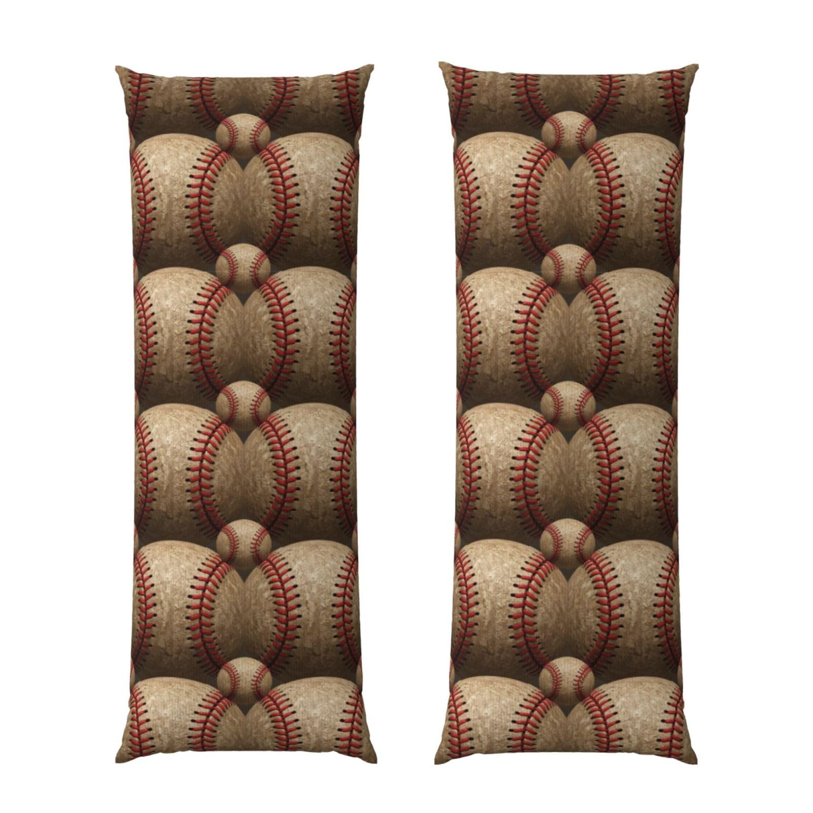 Body Pillow Cover 20x60 Retro Vintage Red Line Baseball, Plush Flannel Long Pillowcase with Zipper, Soft Cozy Cushion Protector, Wrinkle Free for Bed Sofa Home