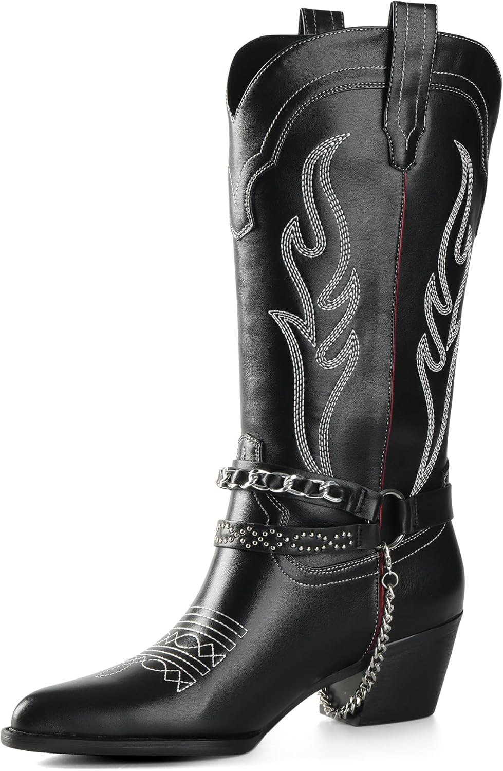 iiimmu Cowboy Boots for Women with Chain