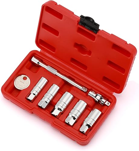 Miniatura 6 de EMENTOL Juego de llaves de bujía de 38 pulgadas, SAE y métrico, juego de enchufes de 6 puntos, junta universal, barra de extensión de 6 pulgadas,