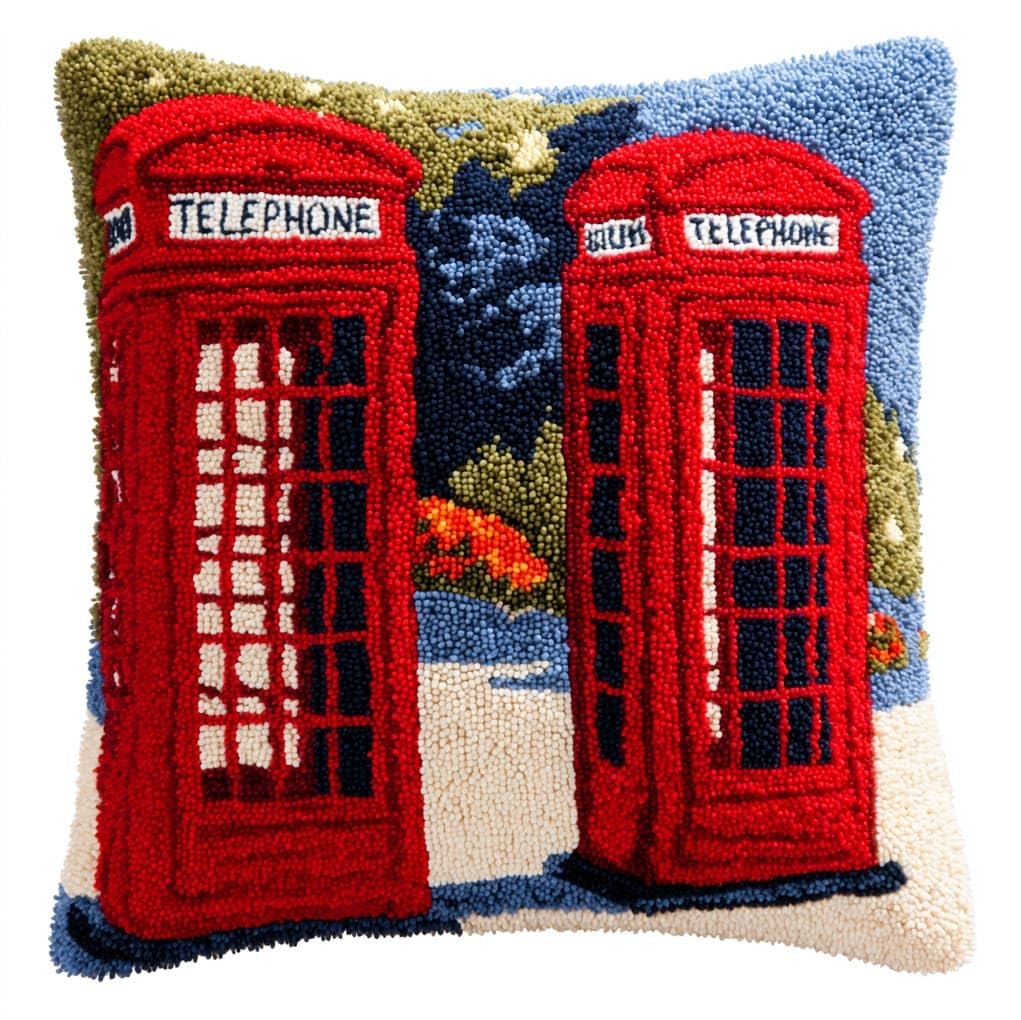 Wallustrioaw Retro Telephone Booth Latch Hook Kit For Beginners,