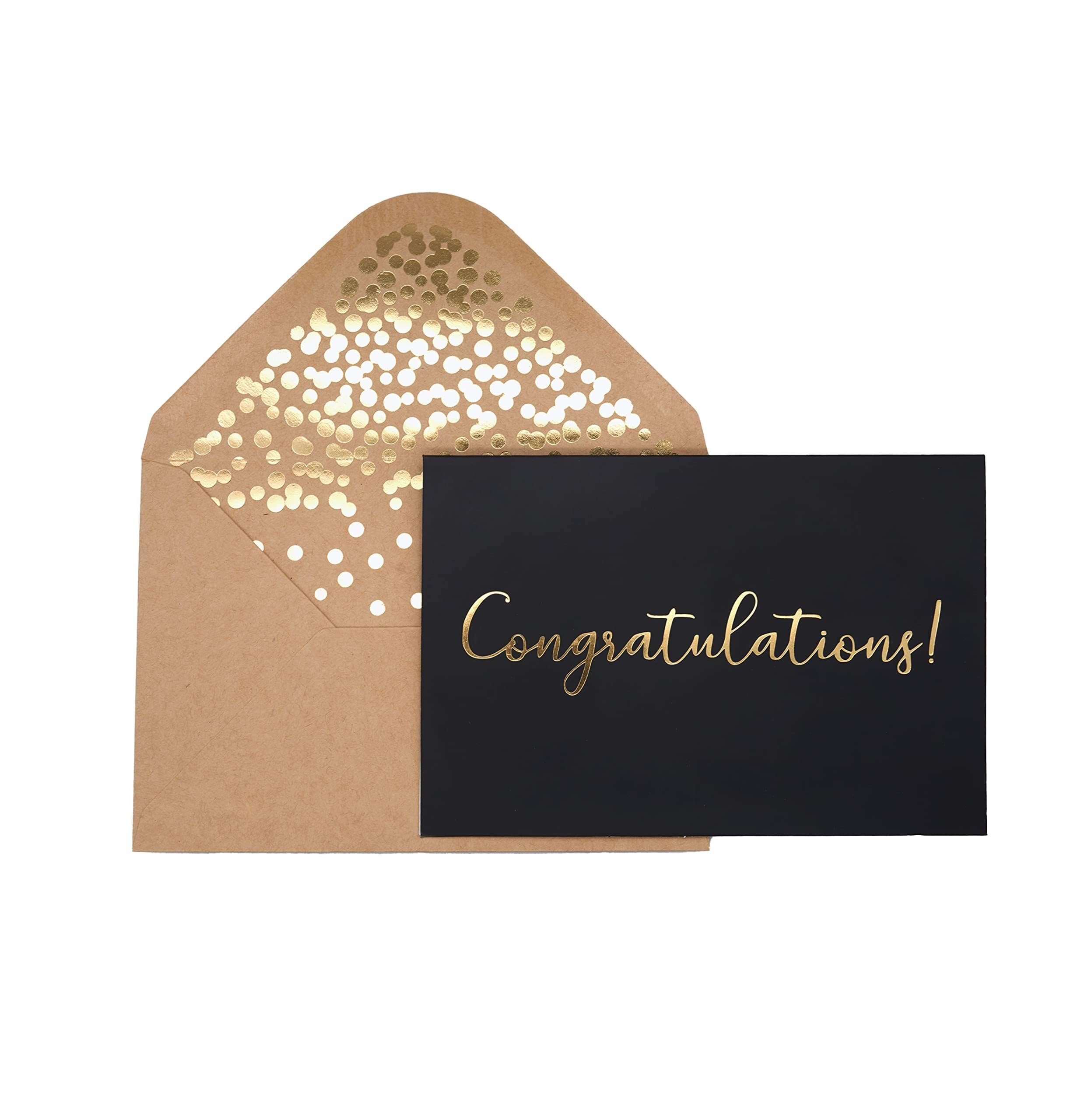 50er-Pack Glückwunschkarten – elegante Grußkarten mit „Congratulations“-Prägung in Goldfolienbuchstaben for Verlobung, Abschlussfeier, Hochzeit