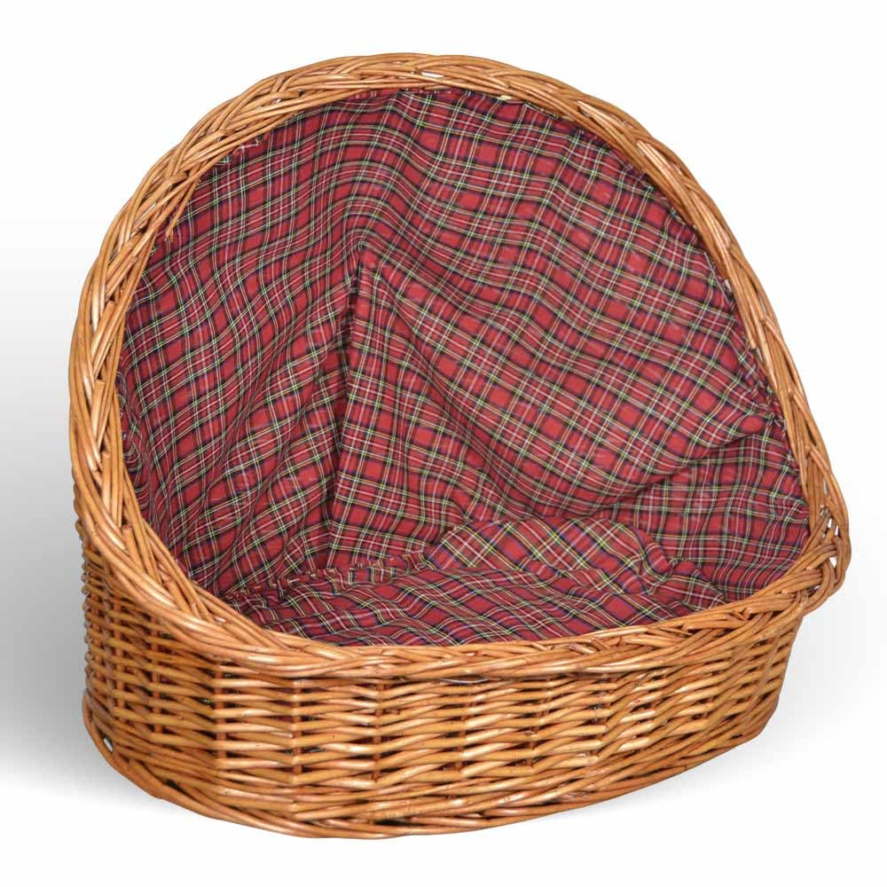 Caseta de mimbre con cojín, cesta para animales 63 x 43 x 52 cm grande
