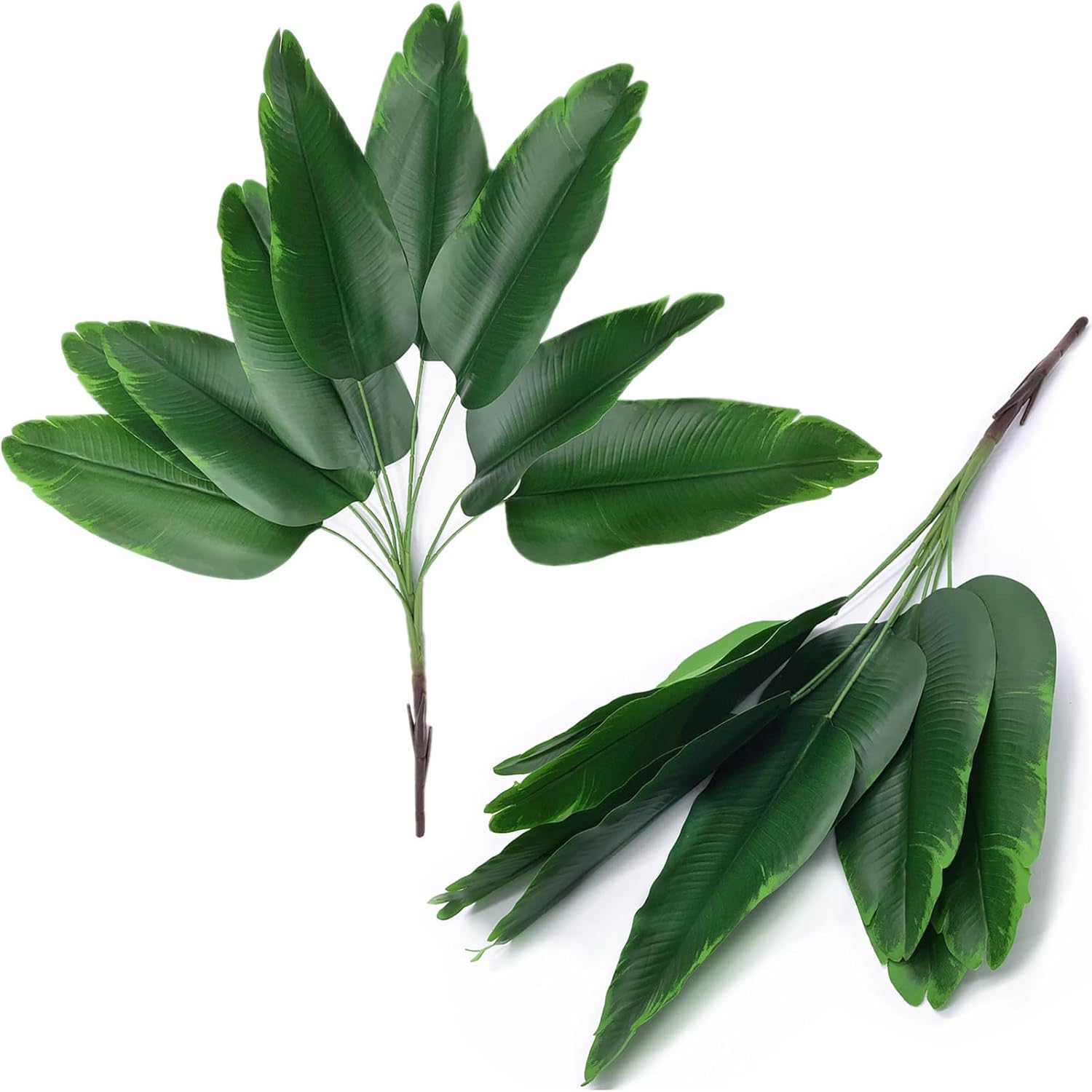 Fake Bird of Paradise Plant Artificial Banana Tree 30 Inch 2 Pack, Tropical Monstera Plants Big Leaves Faux Palm Leaf Greenery Shrubs Indoor Outdoor Home Garden Office Farmhouse Verandah Wedding Decor
