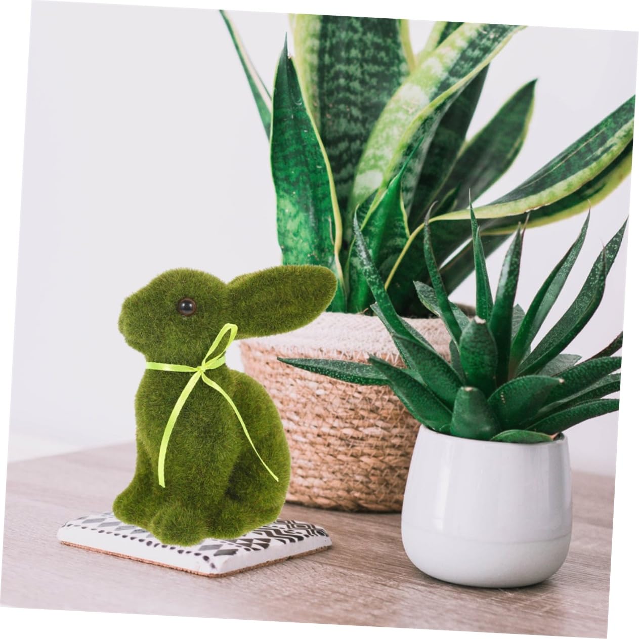 GANAZONO 4pezzi Coniglietti Decorativi Flocked Per Pasqua Statuette Realistiche Perfetti Per Decorazioni Da Tavolo Giardino e Casa Atmosfera Primaverile e Festiva