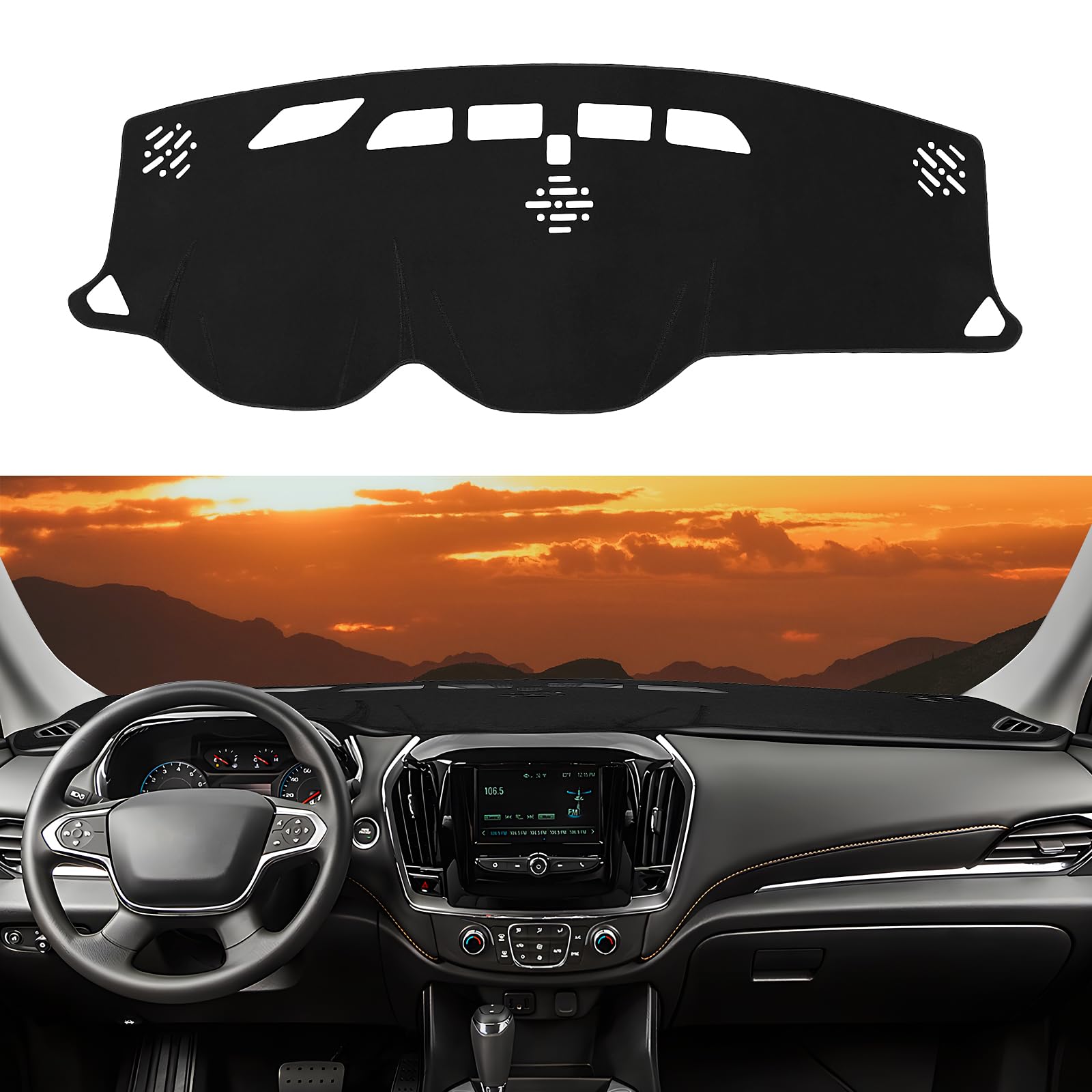 Dashboard Cover Mat Custom Fit for 2018-2023 Chevrolet Traverse Dash Cover Nonslip Dash Mat Protector Sunshade No Glare Black