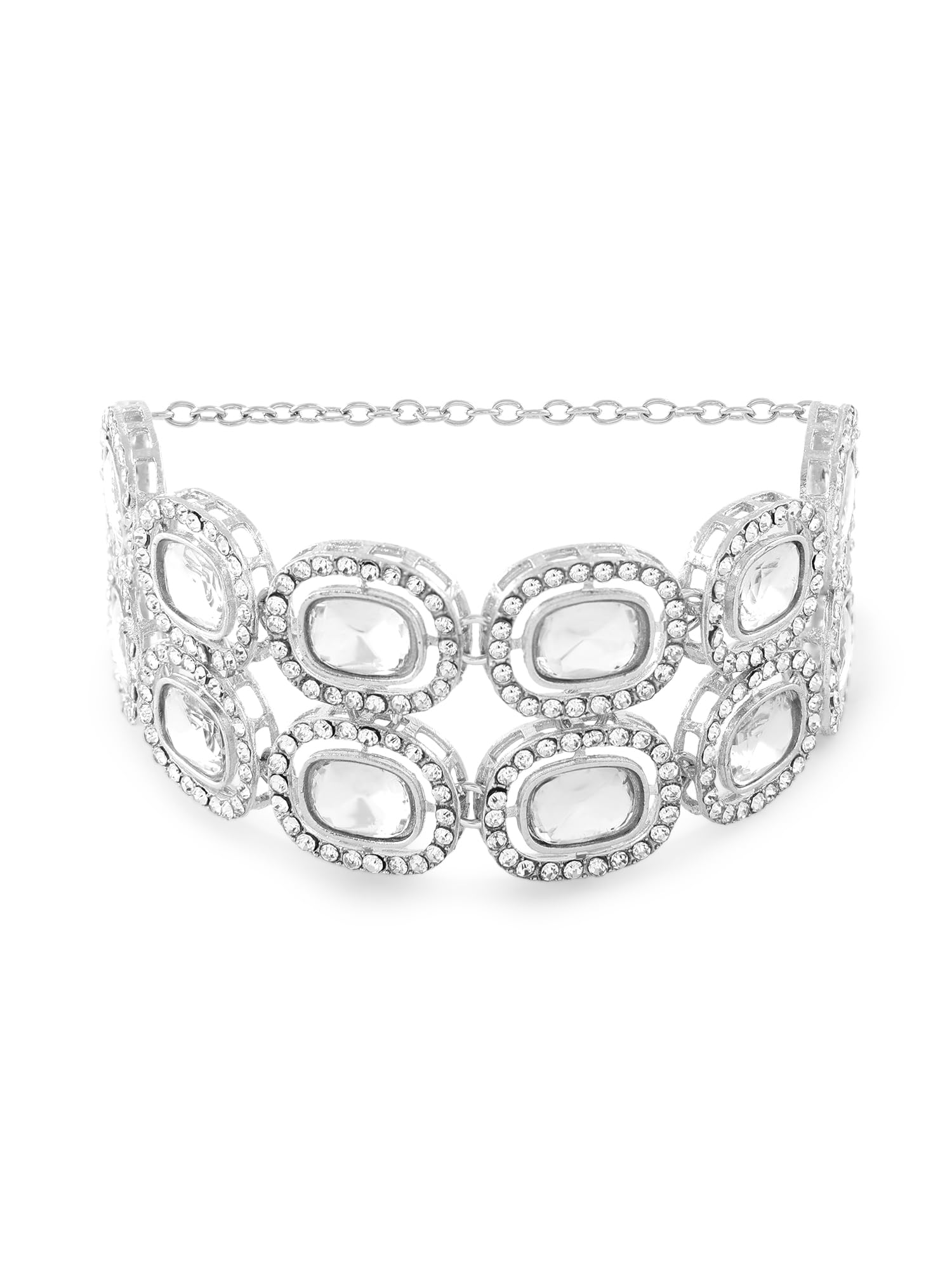 ZAVERI PEARLS Silver Tone Dazzling Austrian Diamonds & Stones Embellished Broad Bracelet For Women-ZPFK17579 (B0CWNZJBGV) Amazon Price History, Amazon Price Tracker