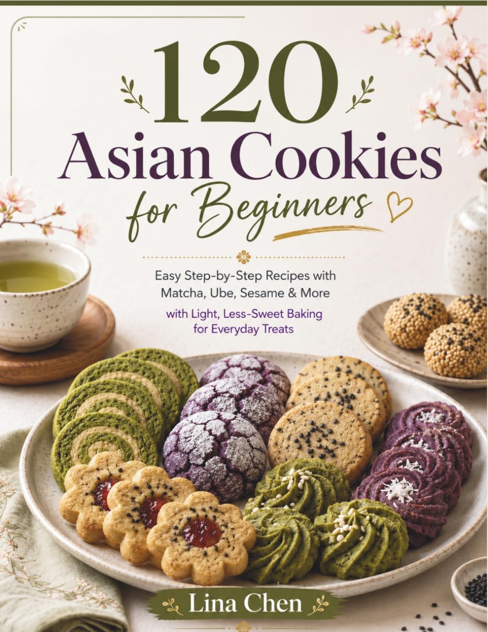 120 Asian Cookies for Beginners: Easy Step-by-Step Recipes with Matcha, Ube, Sesame & More with Light, Less-Sweet Baking for Everyday Treats