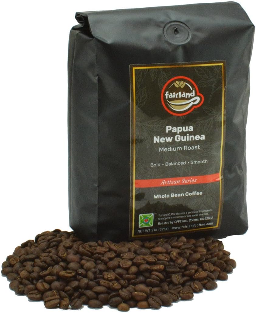 Fairland Coffee, Papua New Guinea Kimel Estate AA Medium Roast Roasted Whole Bean, 2-Pound Bag