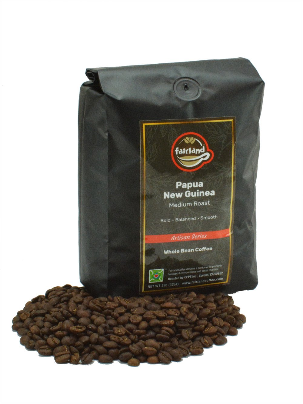 Fairland Coffee, Papua New Guinea Kimel Estate AA Medium Roast Roasted Whole Bean, 2-Pound Bag