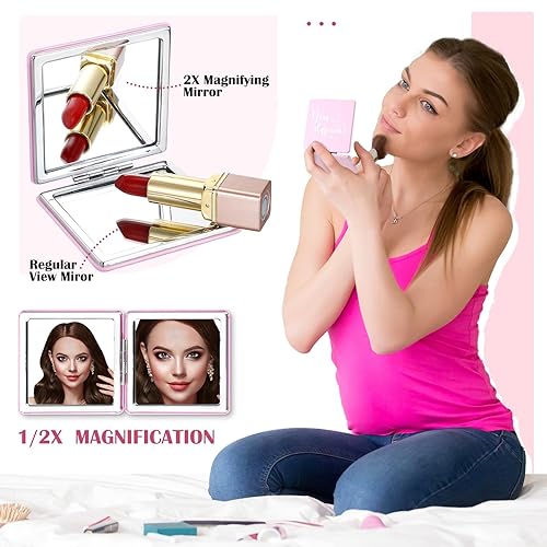 Miniatura 6 de Qunclay 12 piezas de espejo compacto inspirador a granel, espejo de agradecimiento a los empleados, espejos de bolsillo con aumento de viaje de