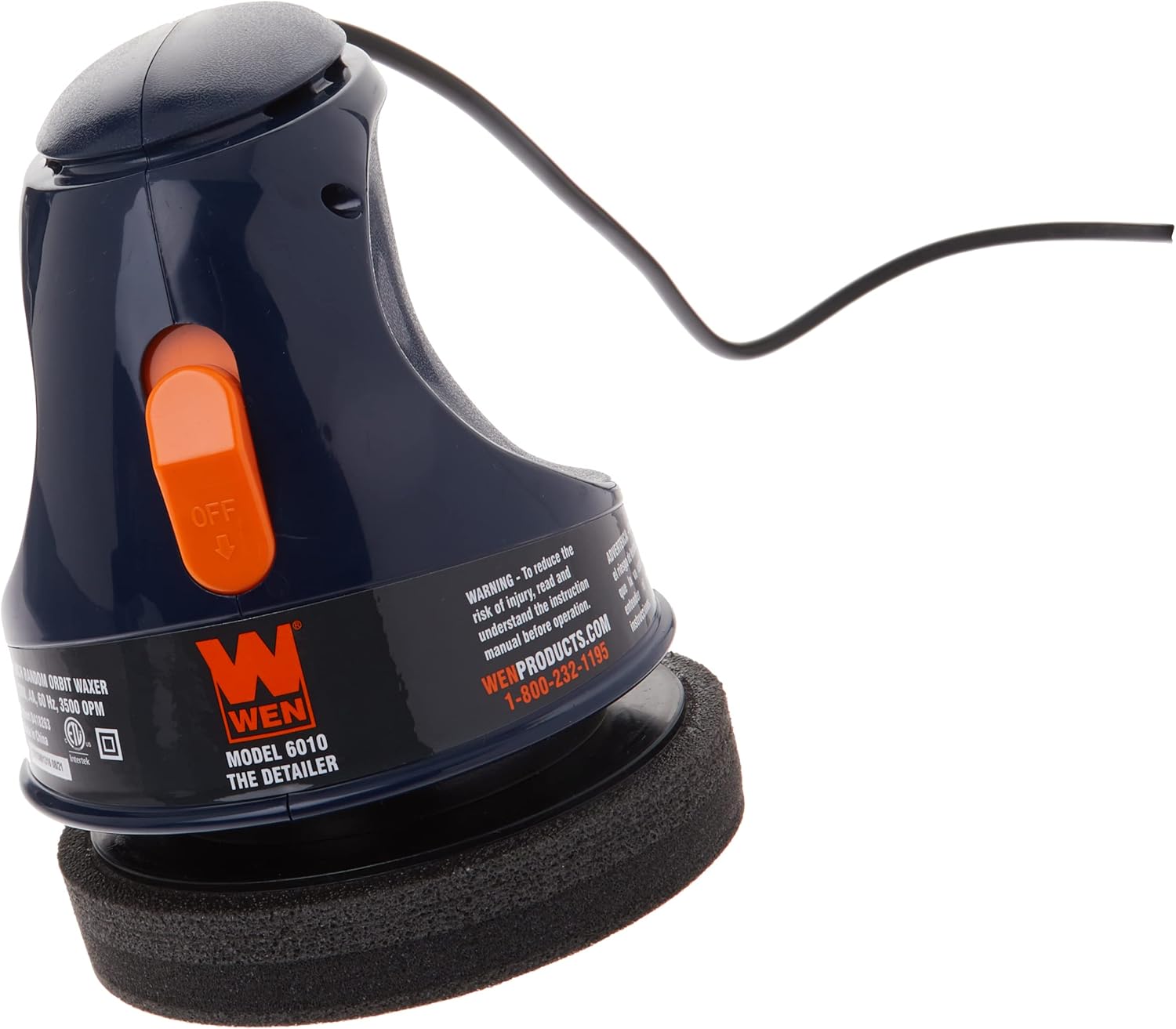 WEN 6010 6-Inch Waxer/Polisher showing the orange ON/OFF switch