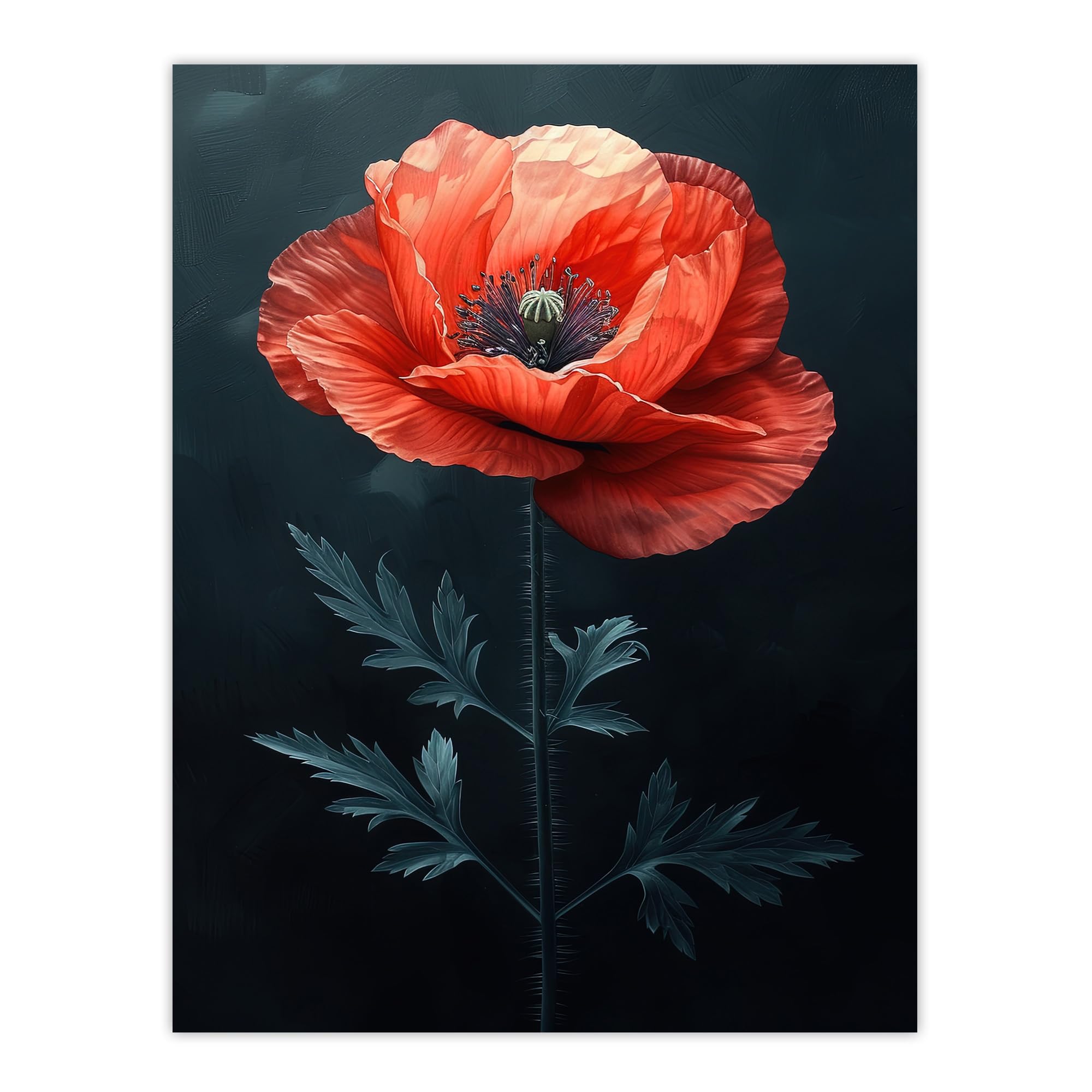 Artery8 Realistic Red Poppy Painting Dramatic and Bold For Living Room Extra Large XL Wall Art Poster Print