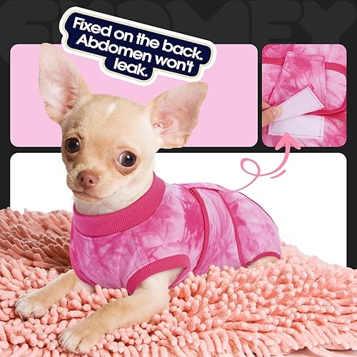 Miniatura 138 de Fuamey Traje de recuperación para perros, esterilización, protege la piel, antilamidos, heridas abdominales, mameluco para hembra, macho, cachorro