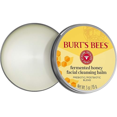 Burt's Bees Bálsamo limpiador facial de miel fermentada, con mezcla prebiótica y postbiótica, contiene miel fermentada y té verde, cuidado de la