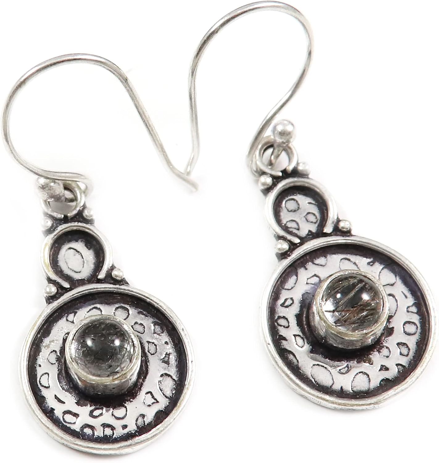 Goyal Exports 925 Sterling SilverLapis Lazuli Black Onyx Rutilated Quartz Gemstone Silver Drop Dangle Earring Handmade Jewelry SEG132