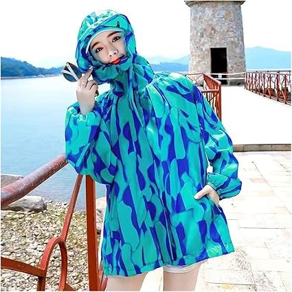 Amazon Co Jp 日焼け防止服 日焼け止めコート 女性の夏のジャケット 女性のウィンドブレーカーを覆う 女性フード付きジッパー薄服のトップス Color 6 Size Xl 服 ファッション小物