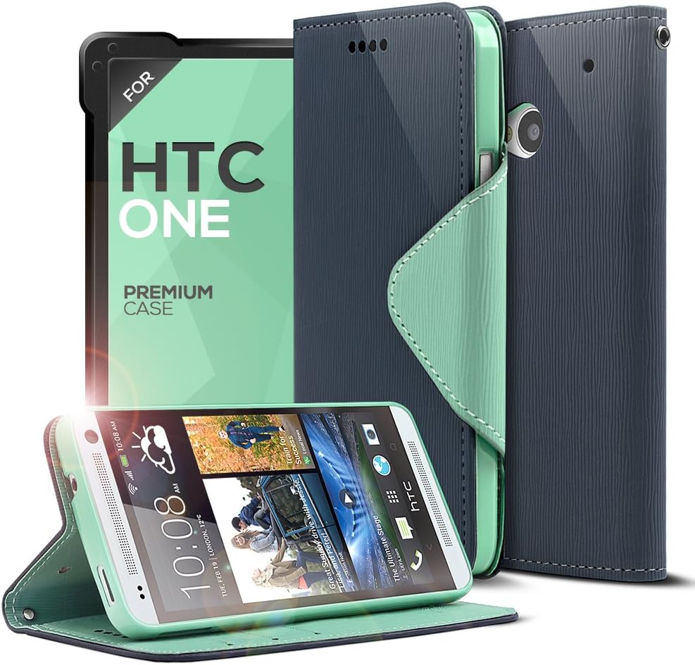 Cellto HTC One M7 Case HTC One/HTC One M7 / HTC One 2 / HTC One 2014 Case (2014) (Navy Blue/Mint)