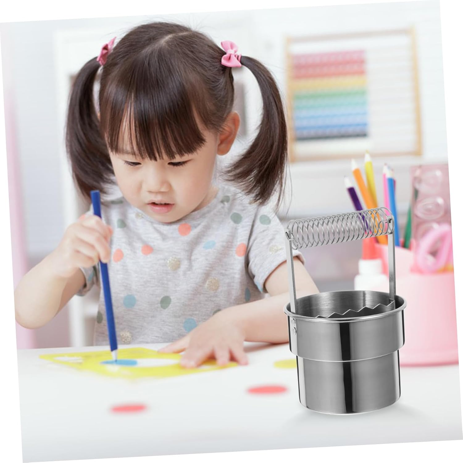 Gadpiparty Artist Brush Washer Pot Double Layer Metal Paint Brush Cleaning Bucket Pen Clip Oil Pot for Oil Painting