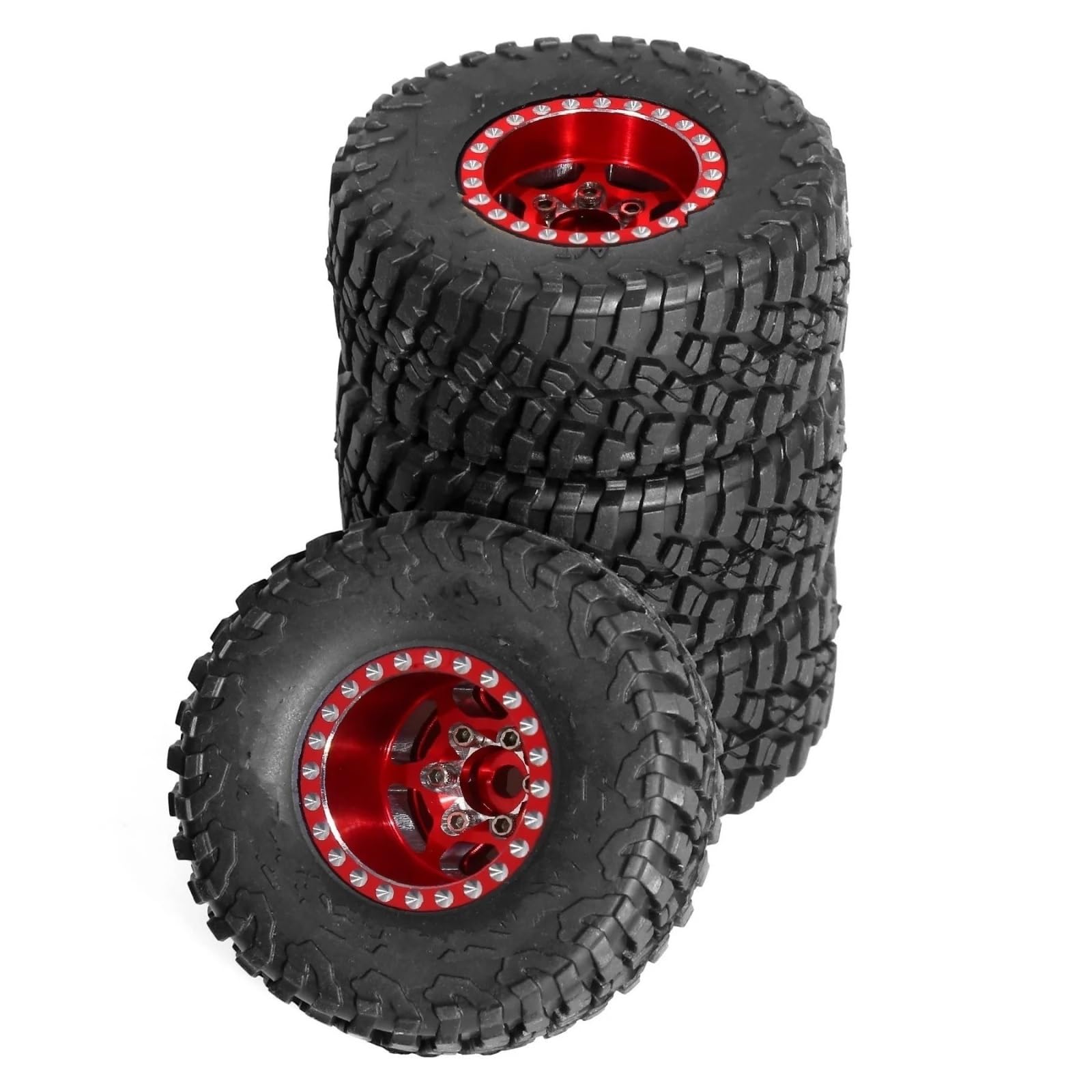 Neumático RC Compatible con TRX4M SCX24 AX24 FCX24 1/18 1/24 RC Crawler Car Upgrade Parts Accesorios 4 Piezas 57 Mm 1.0 "Juego De Ruedas De Metal Beadlock