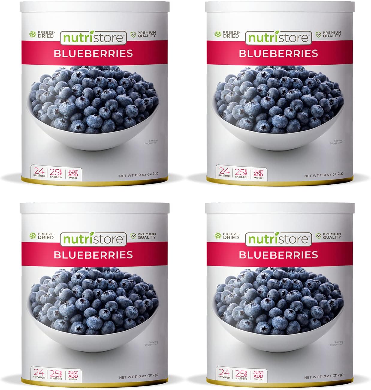 Nutristore Freeze Dried Blueberries 4 Pack | #10 Can Fruit | Perfect Healthy Snacks | Bulk Survival Emergency Food Storage Supply | Low Carb/Calorie Canned Supplies | 25 Year Shelf Life