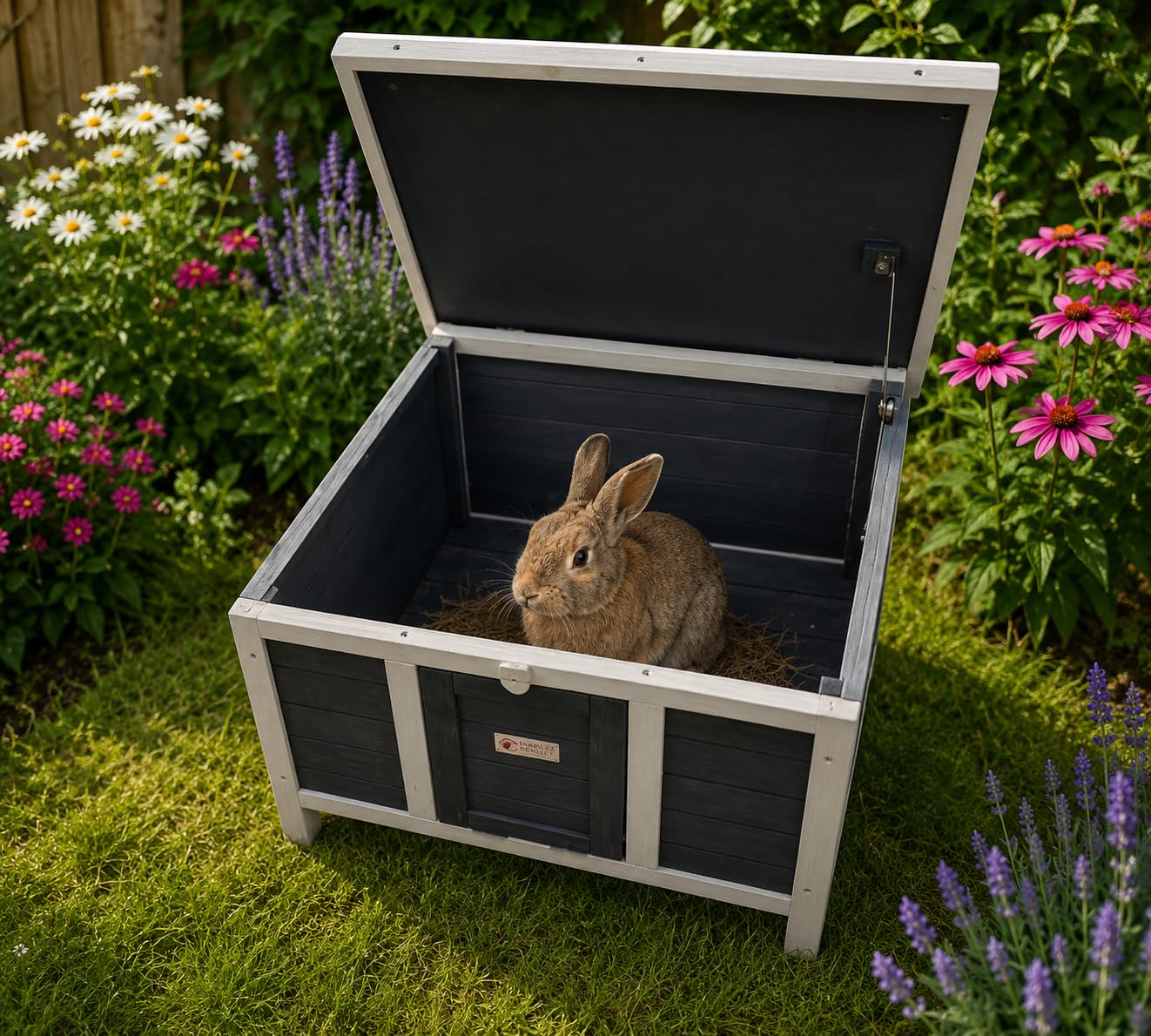 BUNNY BUSINESS Casetta gigante per conigli/porcellini d'India, extra large, 60 L × 47 P × 50 H cm (grigio-gigante)