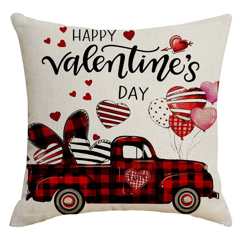 LYNZYM Valentines Day Square Cushion Covers,Throw Pillows Decorative Pillowcase, Cotton Linen Cushion Case for Home ,Room ,Chair ,Wedding Decor , Car,Decoration, 18”x18”