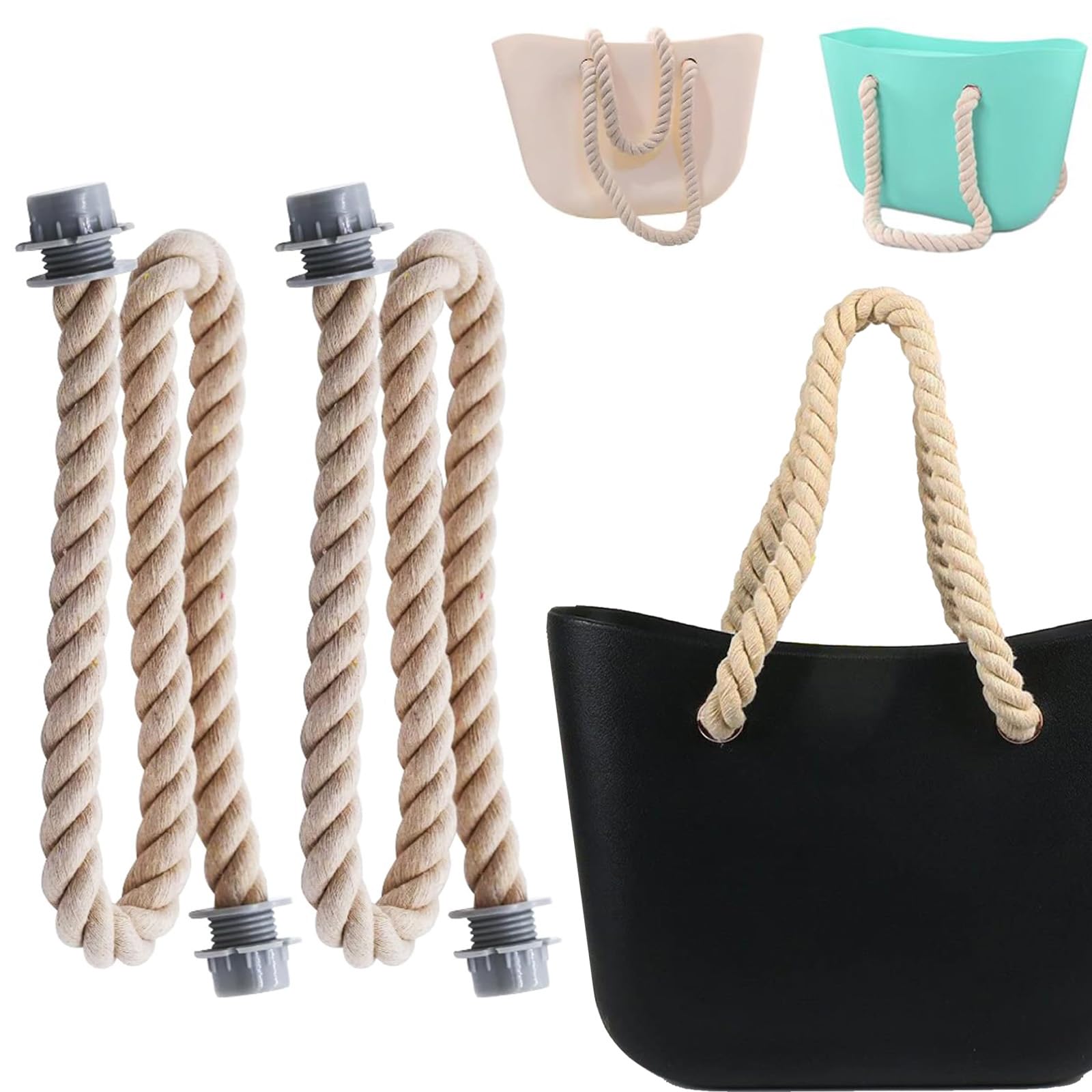 2 PZS Asas para Bolsos Trenzado Cuerda, Asas para Bolsos de O Bag, 2 Piezas Reemplazo de Asas para Bolsa de Playa, Asas de Repuesto, Asas para Accesorios de Obag,hacer bolsos de bricolaje