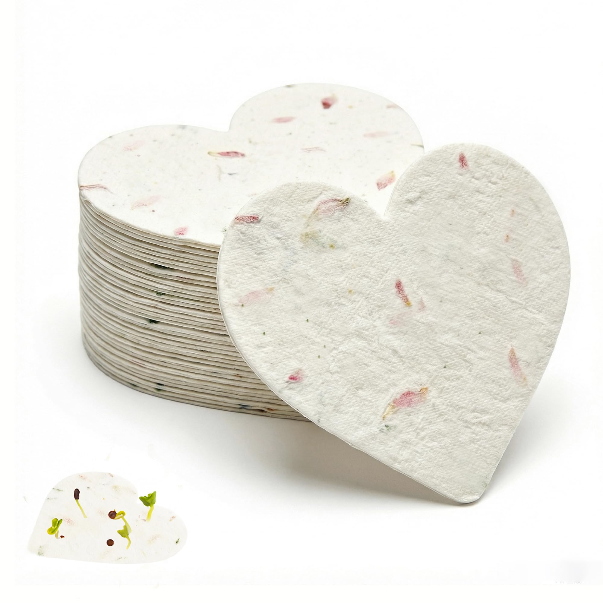 20Pack Plantable Seed Paper Cards - Loveable Heart Paper Card with Wildflower Seeds, Pink Petals Card for Wildflower Party Favors, Wedding Favors, Bridal Shower Favor, Gift Wrapping — image 1