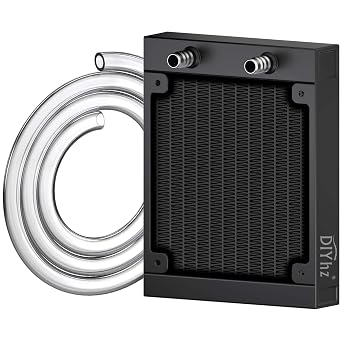 Water Cooling Computer Radiator, 12 Pipe Aluminum Heat Exchanger Liquid Cooling Radiator Heat Sink 120mm for CPU PC Laser Water Cool System DC12V Black