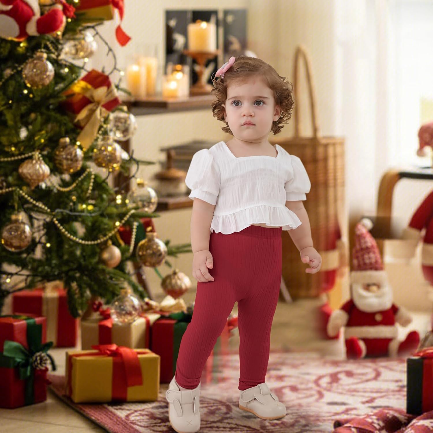 DREAM BUS 5 Pack Toddler Girl Pants Baby Girl Solid Ribbed Pants Toddler Girls Bottoms Leggings Newborn Cotton Jogger - Image 2