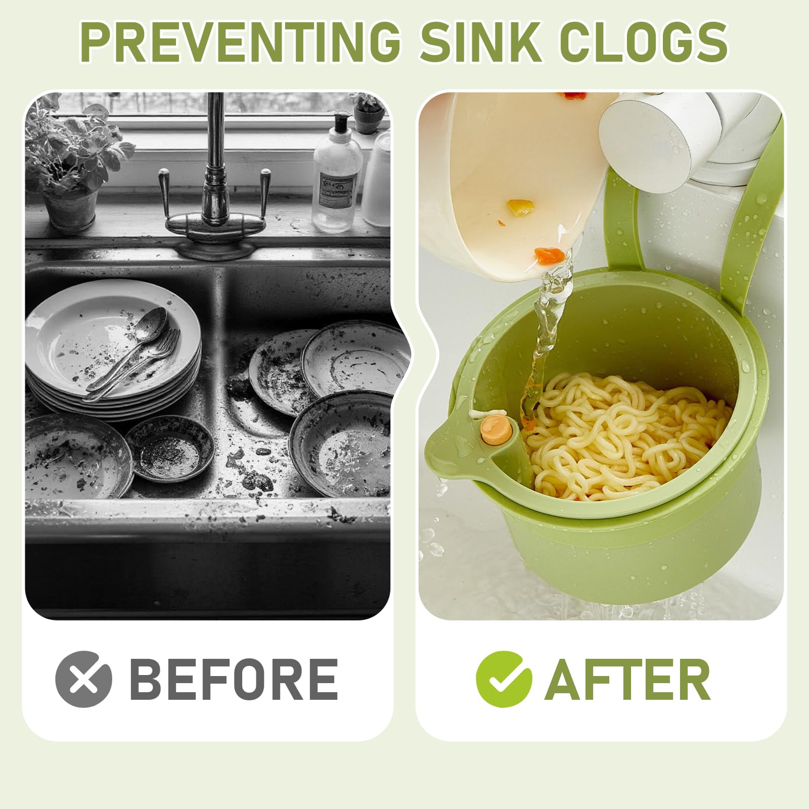 Belvanr Panier De Vidange D'évier De Cuisine 4 Pièces Passoire Support