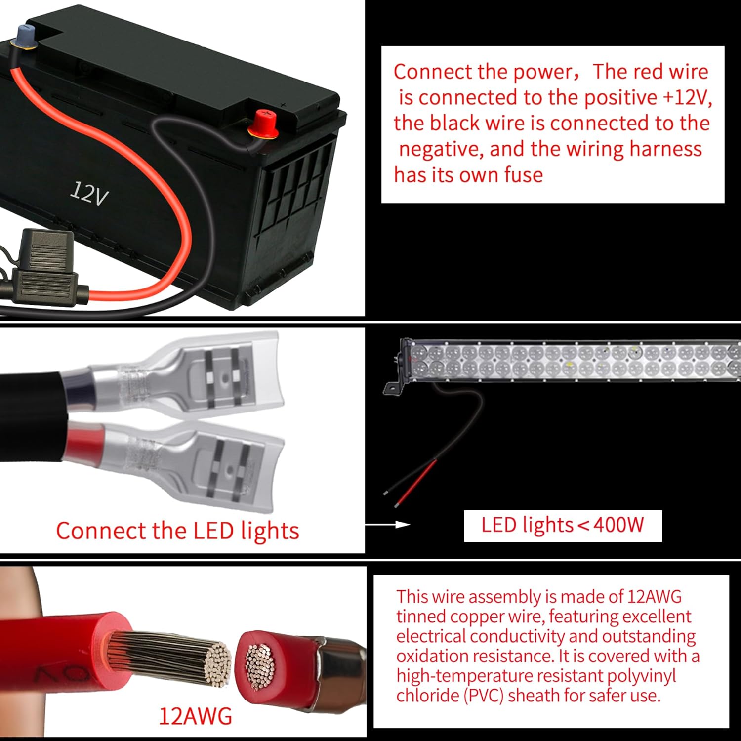 LED Driving Light Bar Remote Control Wiring Harness Kit 12AWG Cable Heavy Duty1Lead, DC12V - On-Off Switch, Power Relay & Blade Fuse, Compatible with LED Offroad Driving Light Bars