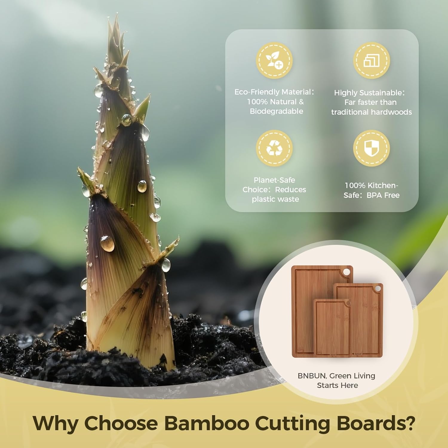 Bamboo Cutting Board for Kitchen, 3-Piece Set with Juice Grooves, Side Handles & Non-Slip Mats – Durable Bamboo Chopping Board for Meat, Vegetables and Fruits - Image 7