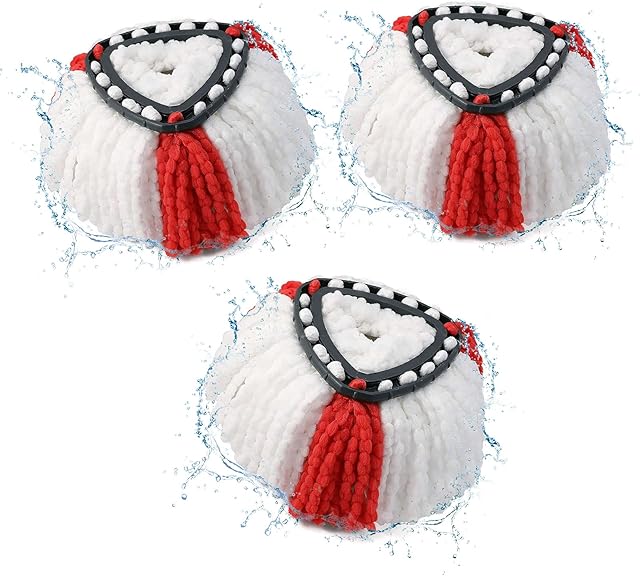 BONBELONG Mop Head Replacement Compatible with vileda 2-in-1 Turbo Mop,Replacement Head, Microfibre (Red, 3 Pack)
