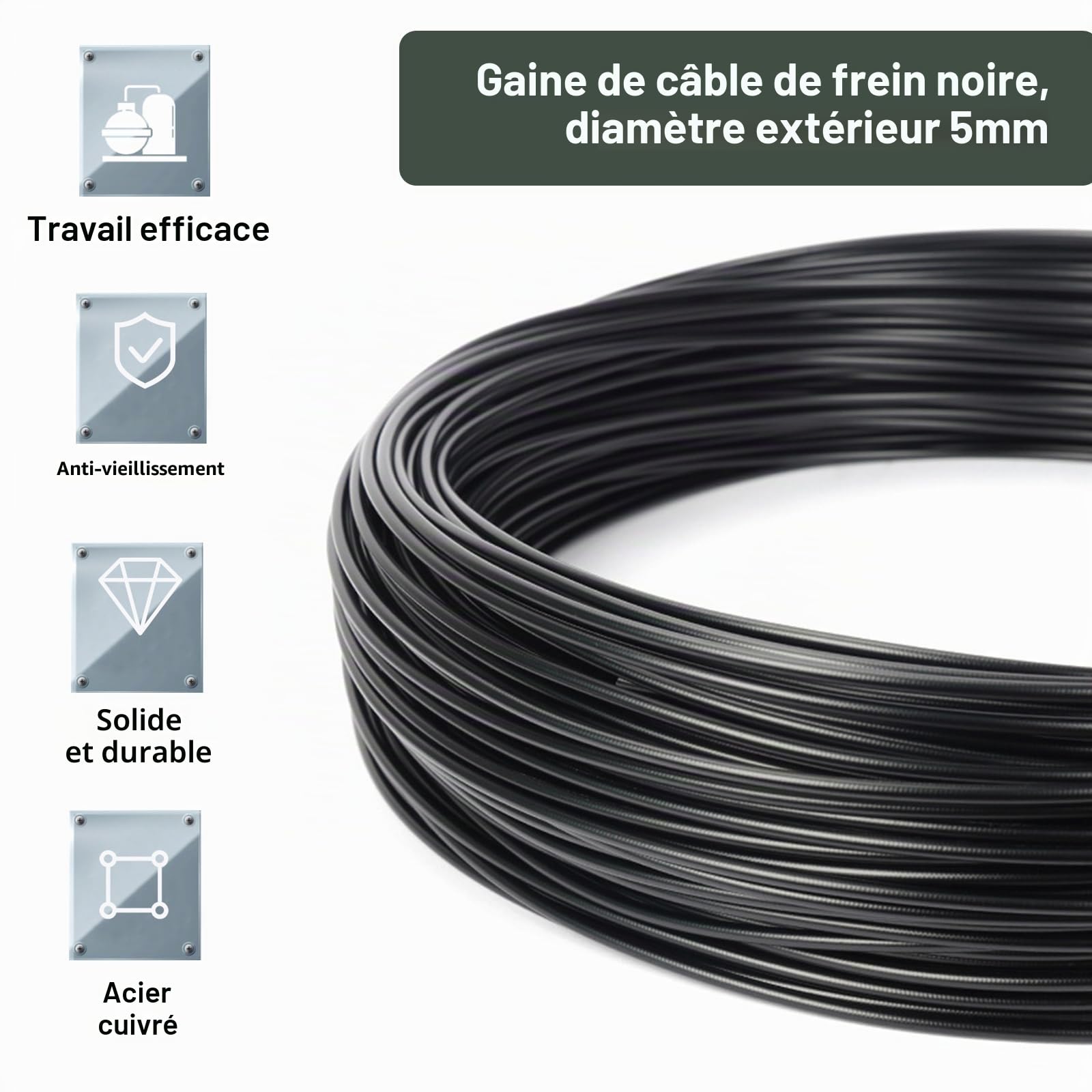 Câble De Frein, Tuyau De Frein Hydraulique 10m, Gaine De Câble De Frein De Vélo Performance, Câble De Dérailleur De Rechange, Ø 5mm Housse De Câble De Frein Pour Vélo Pour Vtt Vélo De Course