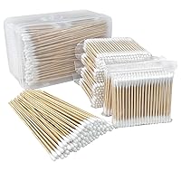 Vista 12 de Hisopos de algodón de bambú, 1000 unidades, capullos de algodón orgánico natural para oídos, con caja de almacenamiento incluida, barra fuerte 100%