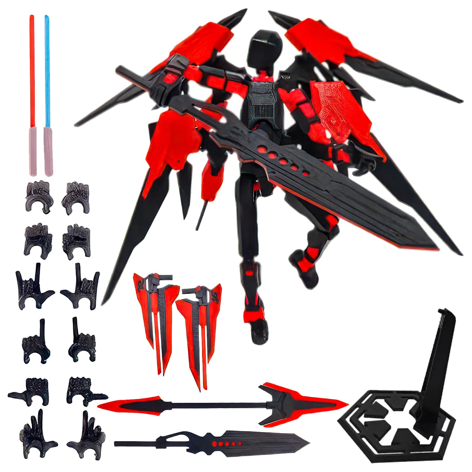 Zkgiftsdz T13 Action Figure Set, Dummy 13 & Titan 13 Action Figures, Red Mecha, 4.5cm (H) x 14.7cm (L) x 4.5cm (W), High Articulation, Customizable Accessories