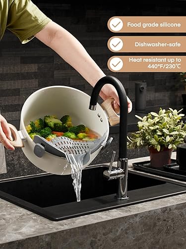 Vista 3 de FOHERE Juego de ollas y sartenes con tapas, 15 piezas, juegos de utensilios de cocina de inducción antiadherentes de aluminio, con sartenes