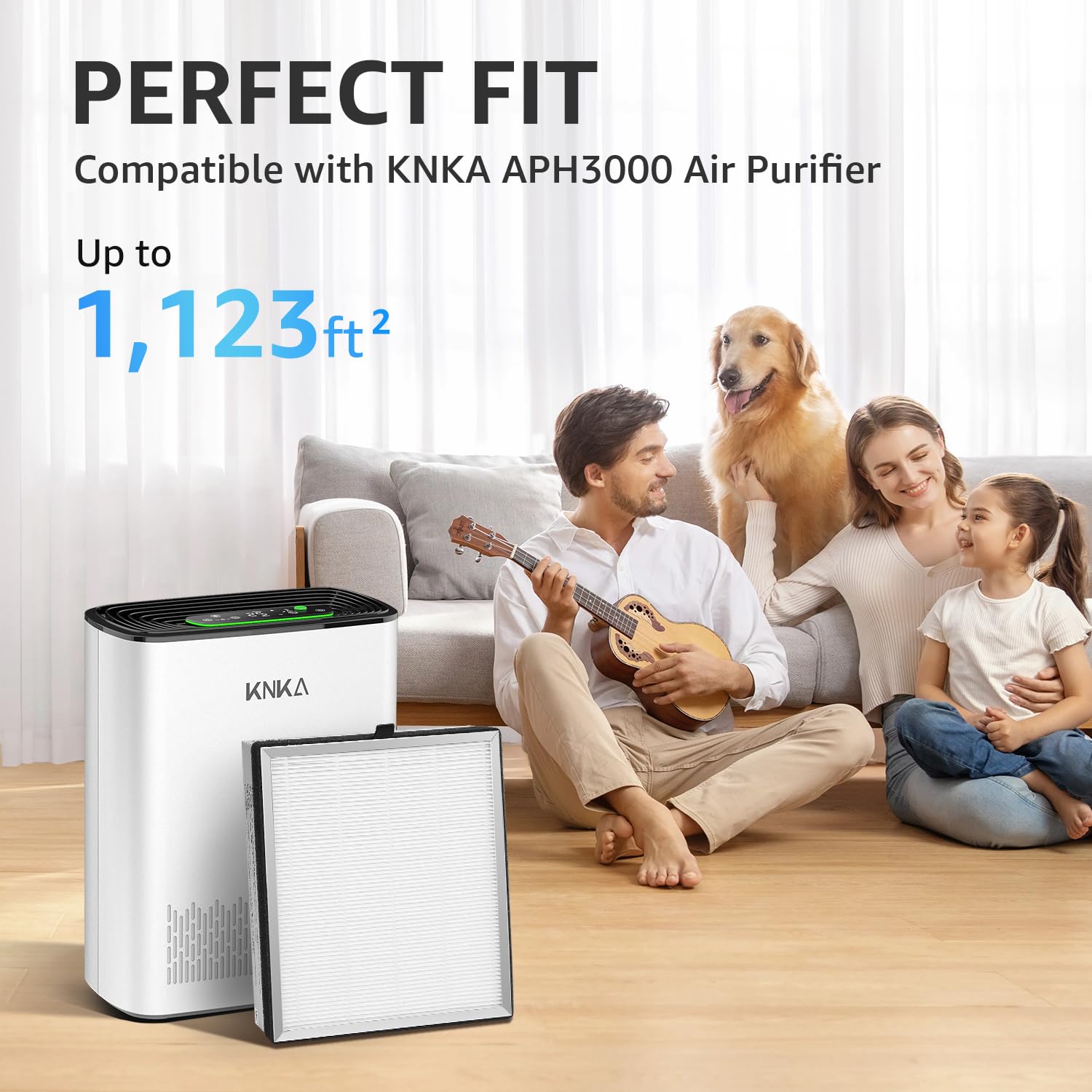 KNKA Filtro di ricambio originale per purificatore d'aria, vero filtro HEPA compatibile con APH3000 per filtrazione dell'aria ad alta efficienza, riduzione di odori e fumo, versione pelo per animali