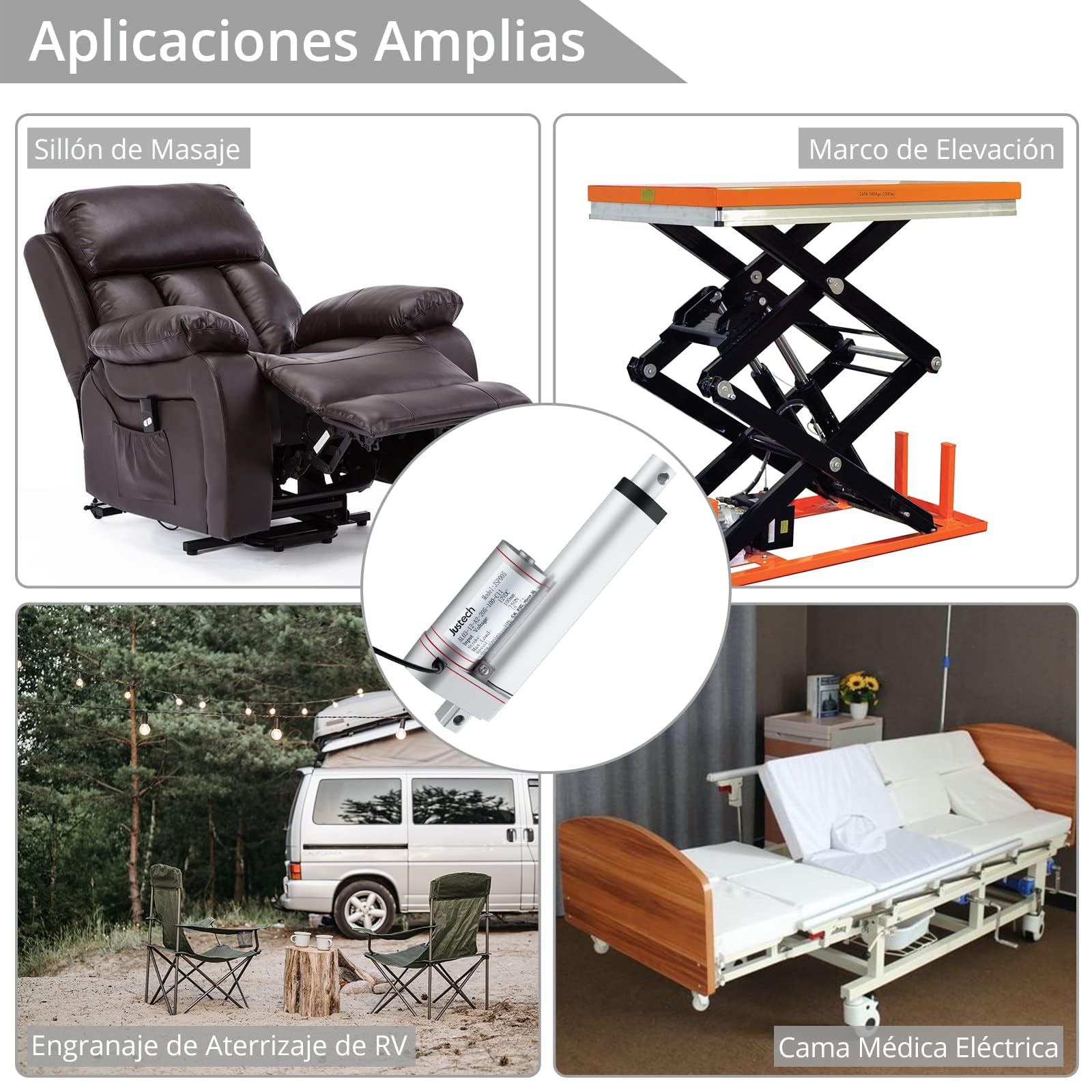 Justech DC 12V Actuador Lineal Motor 750N 100mm Para Auto RV Abridor Eléctrico de Puerta Construcción de Maquinaria Agrícola Industrial Vehículo de Barrido Limpios Buques de Carga y Otras Aplicaciones