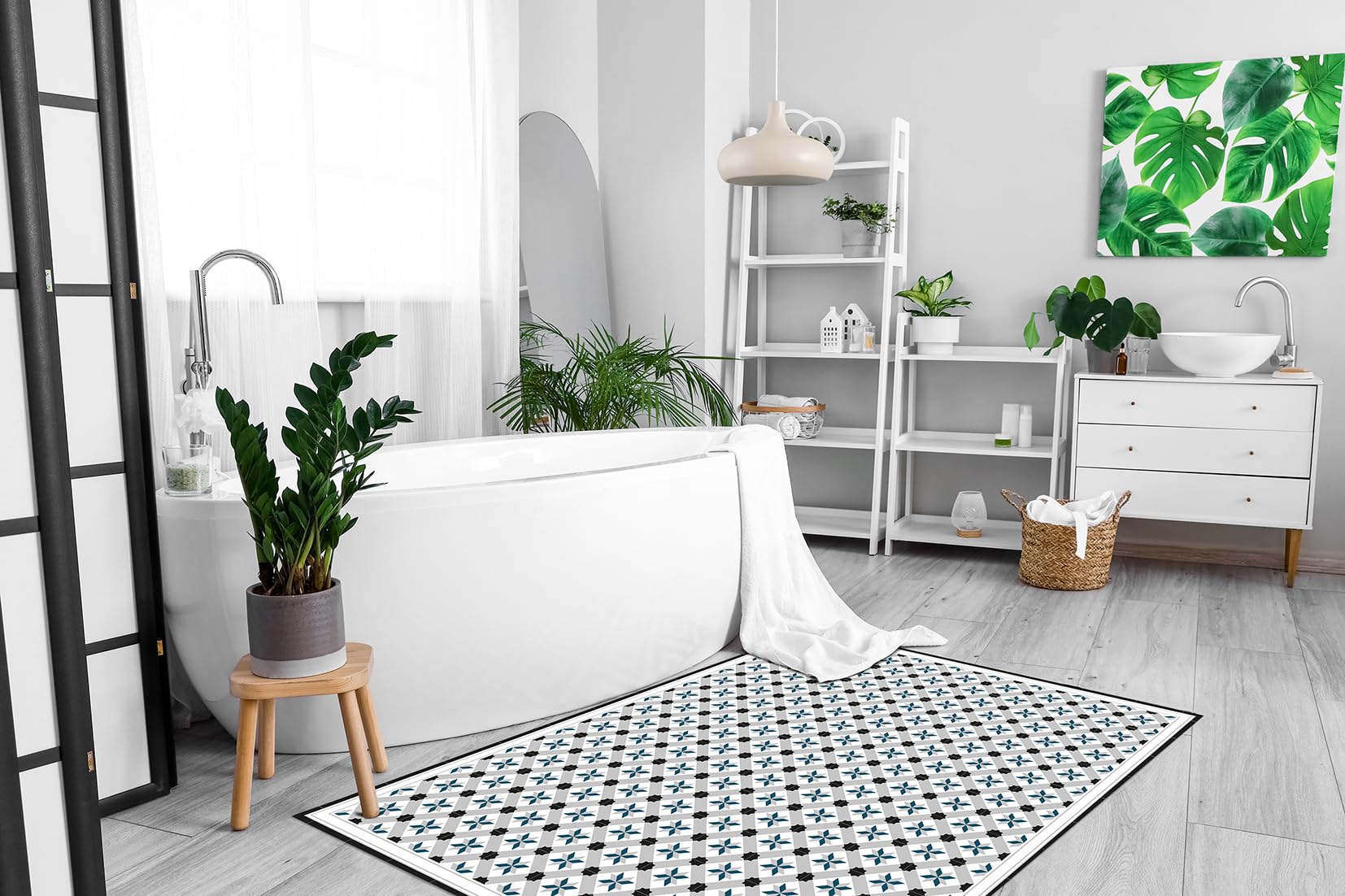 DobleUve Estudio Tapis Vinyle 23 | Noire | 80x200 cm | Cuisine, Salon Antidérapant Antifongique Ignifuge | Enfants, Bain PVC