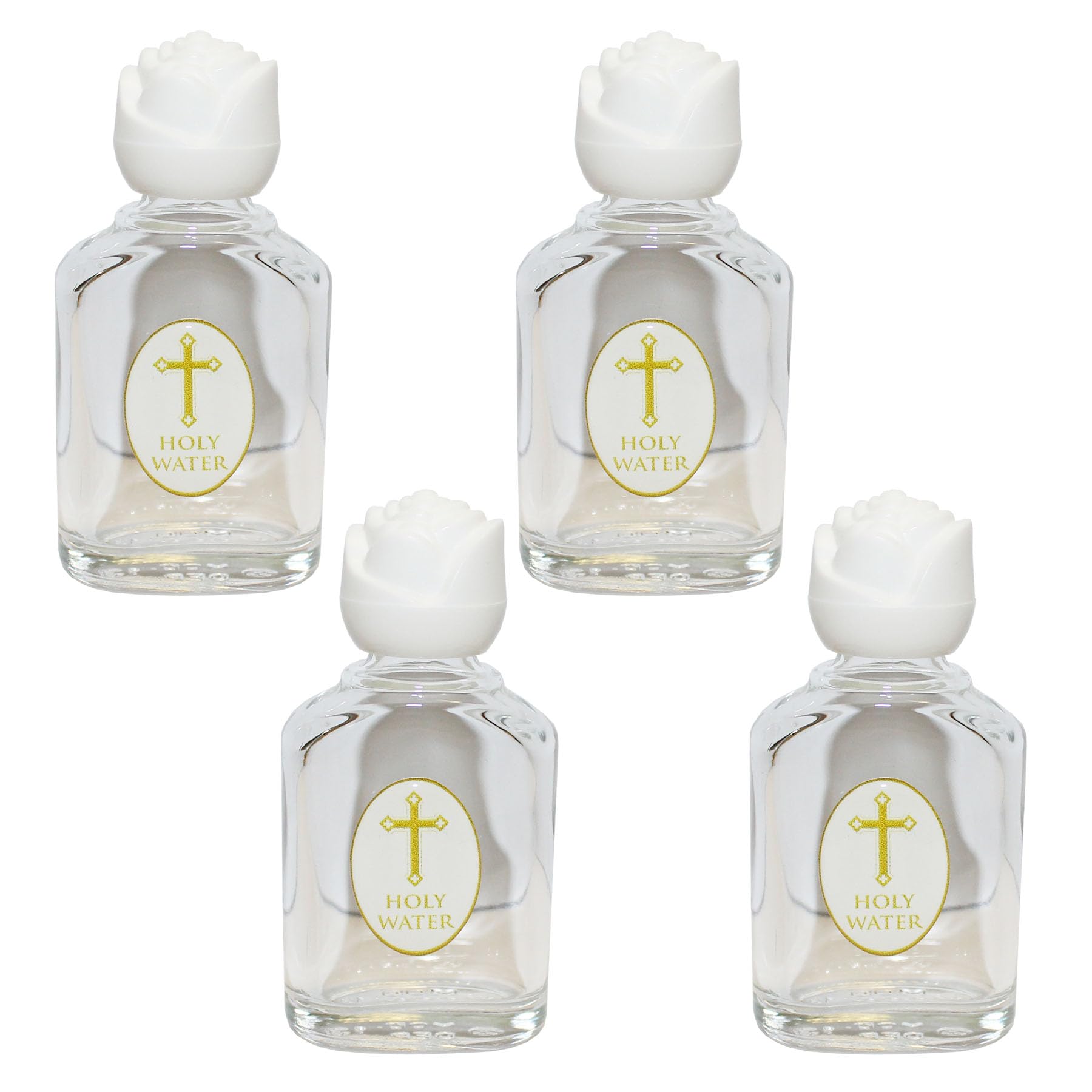 CBC Distributors Holy Water Glass Bottle 20ml Reusable Empty Dispenser with Cross and RoseTop (4)