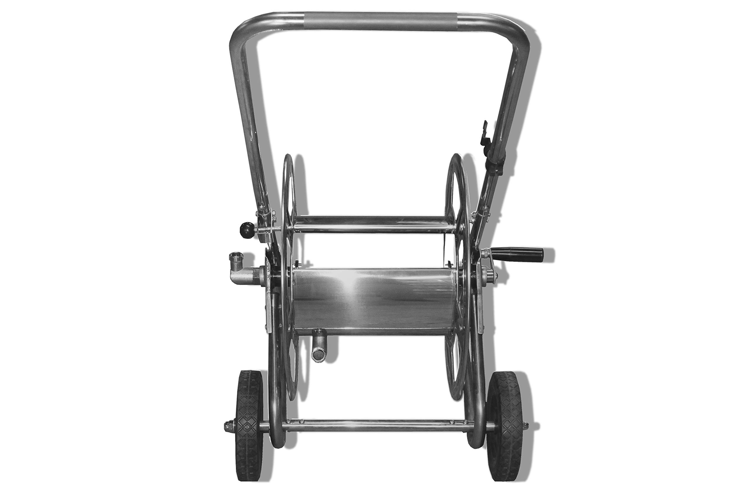Caleido-Concept Wózek do węża węża ogrodowego GS 50 INOX stal szlachetna metal srebrny ½ do ¾, 80 do 50 metrów
