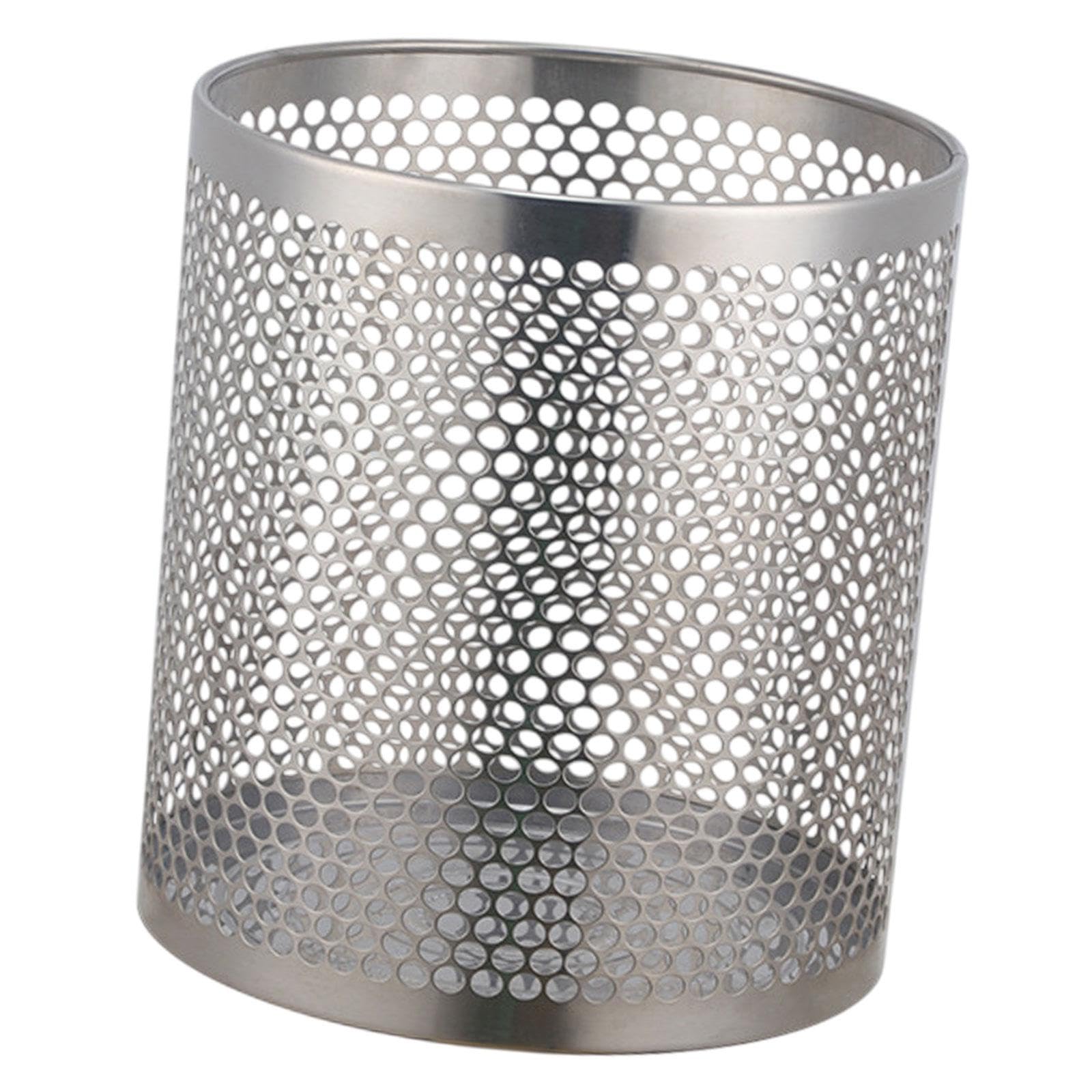 Cestino Gettacarte in Acciaio Inox Pattumiera Tonda Rete Metallo Secchio Rifiuti Leggero Bidone Raccolta Spazzatura Capiente Adatto per Camera da Lett, Argento